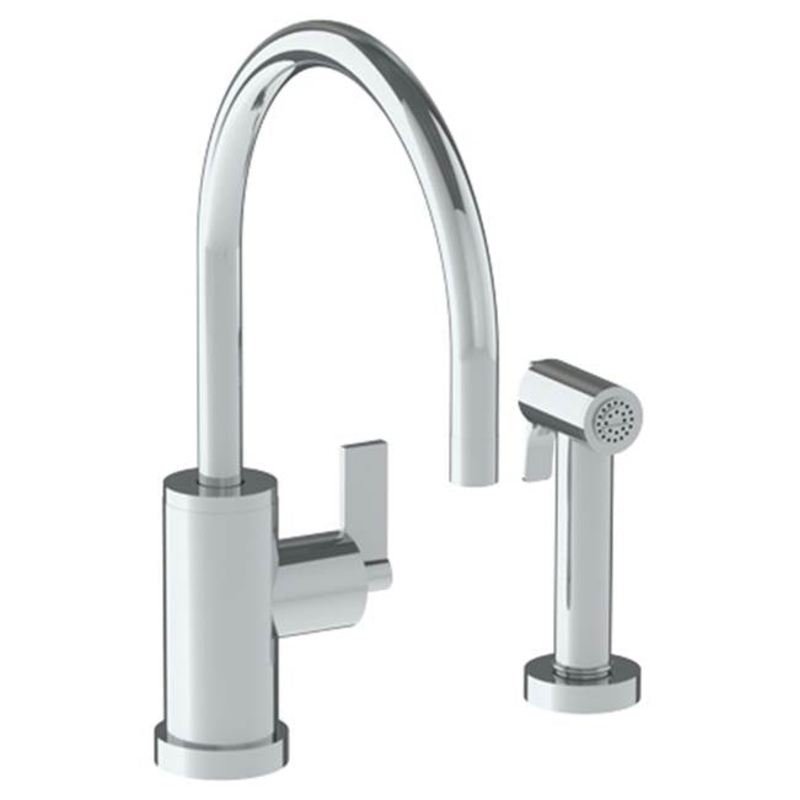 Watermark 37-7.4G-BL2 Blue Deck Mounted 2 Hole Gooseneck Kitchen Set – Includes Side Spray