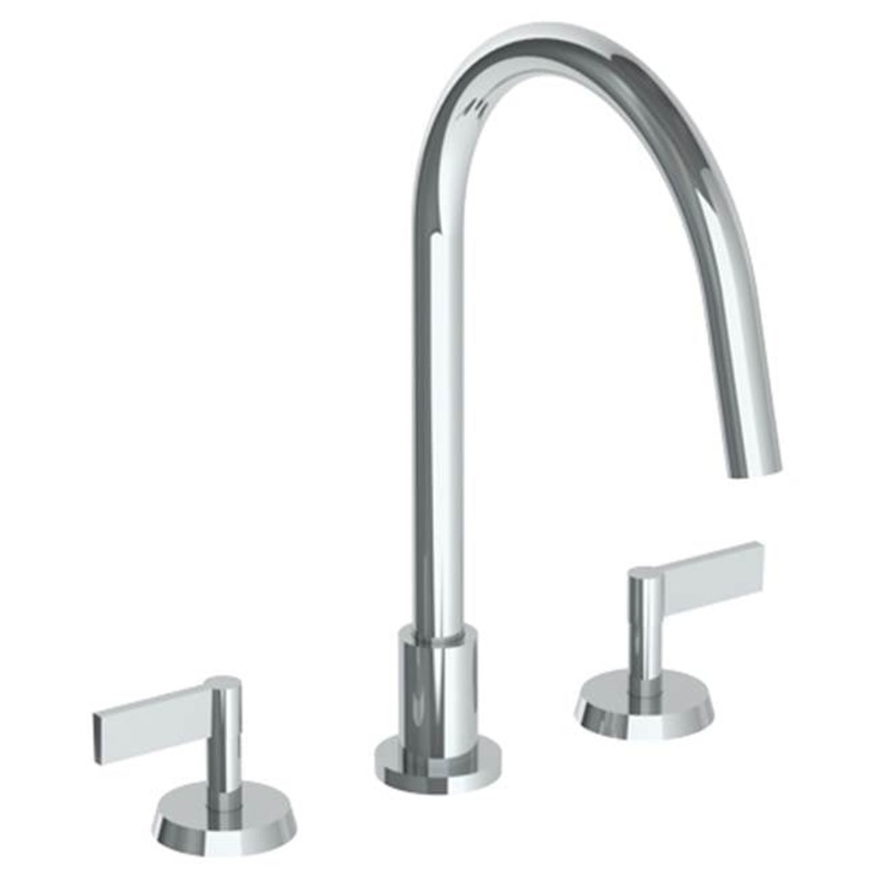 Watermark 37-7G-BL2 Blue Deck Mounted 3 Hole Gooseneck Kitchen Faucet