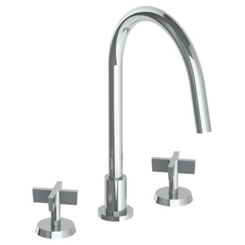 Watermark 37-7G-BL3 Blue Deck Mounted 3 Hole Gooseneck Kitchen Faucet