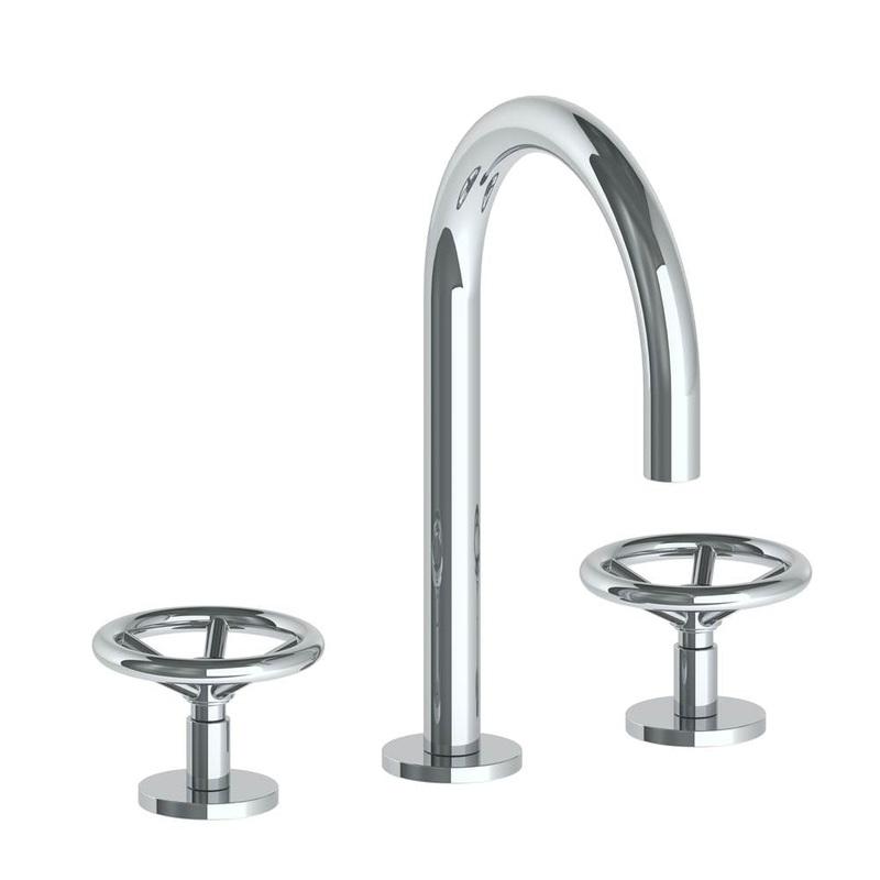 Watermark 31-2G-BK Brooklyn Deck Mounted 3 Hole Extended Gooseneck Lavatory Set