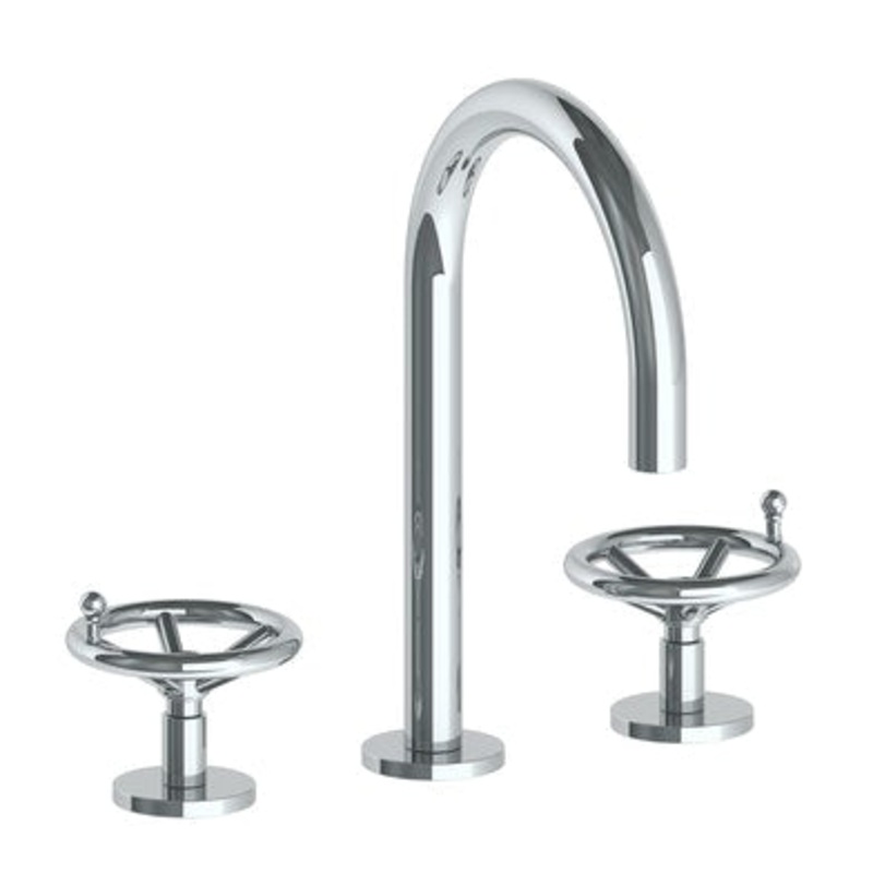 Watermark 31-2G-BKA1 Brooklyn Deck Mounted 3 Hole Extended Gooseneck Lavatory Set