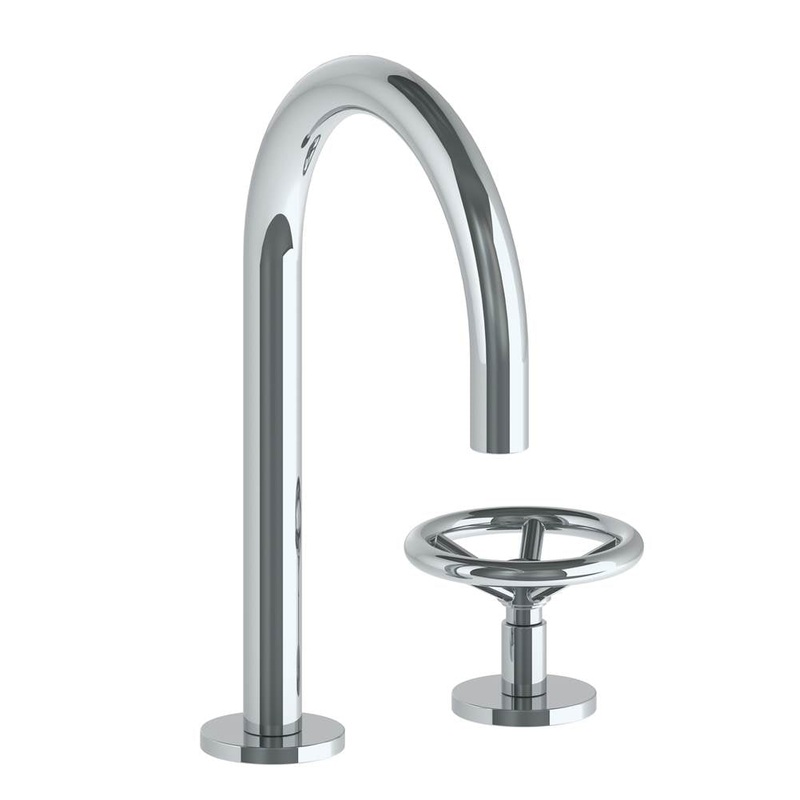 Watermark 31-1.3G-BK Brooklyn Deck Mounted 2 Hole Extended Gooseneck Lavatory Set