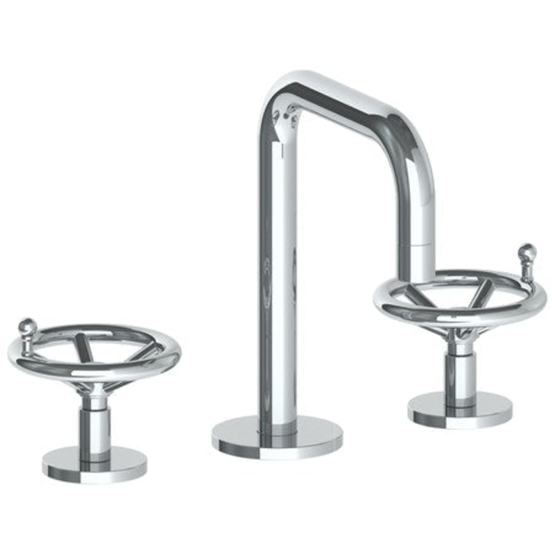 Watermark 31-2.1-BKA1 Brooklyn Deck Mounted 3 Hole Square Extended Spout Lavatory Set