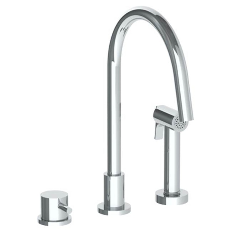 Watermark 22-7.1.3GA-TIB Titanium Deck Mounted 3 Hole Gooseneck Kitchen Set – Includes Side Spray