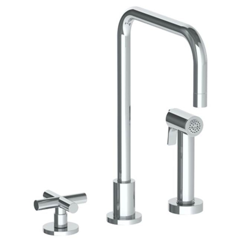 Watermark 23-7.1.3A-L9 Loft 2.0 Deck Mounted 3 Hole Square Top Kitchen Set – Includes Side Spray