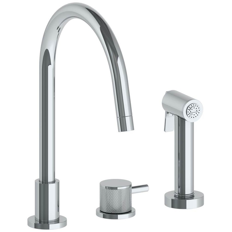 Watermark 22-7.1.3GA-TIC Titanium Deck Mounted 3 Hole Gooseneck Kitchen Set – Includes Side Spray