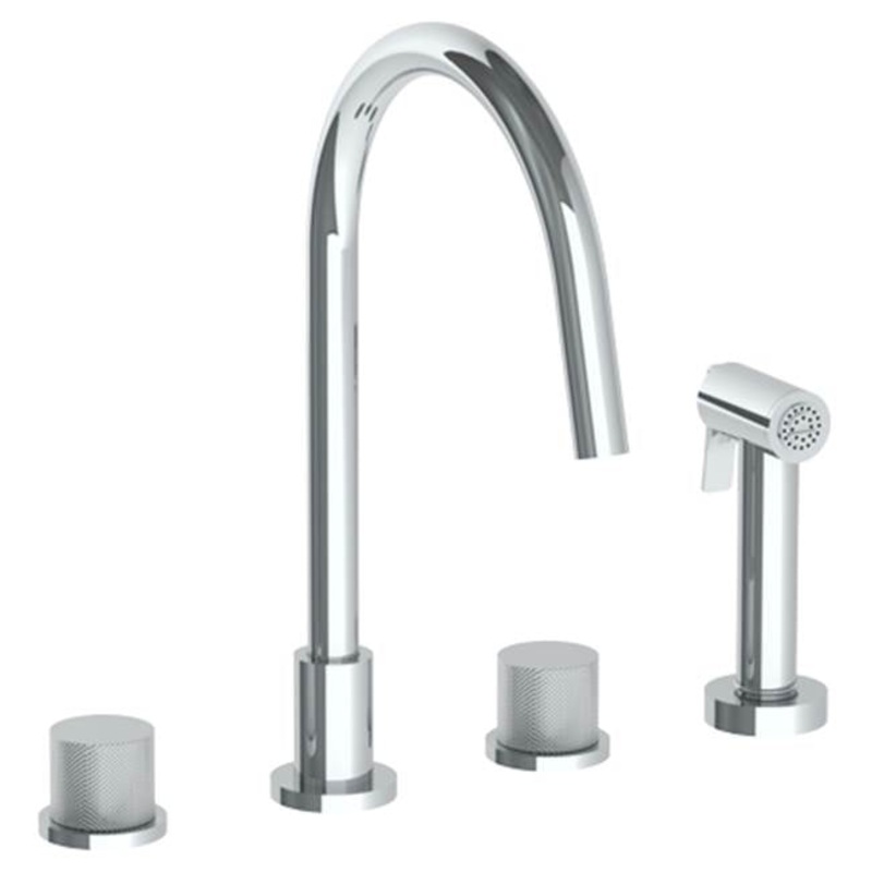Watermark 22-7.1G-TIA Titanium Deck Mounted 4 Hole Gooseneck Kitchen Set – Includes Side Spray