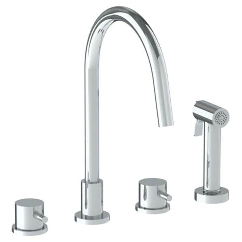 Watermark 22-7.1G-TIB Titanium Deck Mounted 4 Hole Gooseneck Kitchen Set – Includes Side Spray