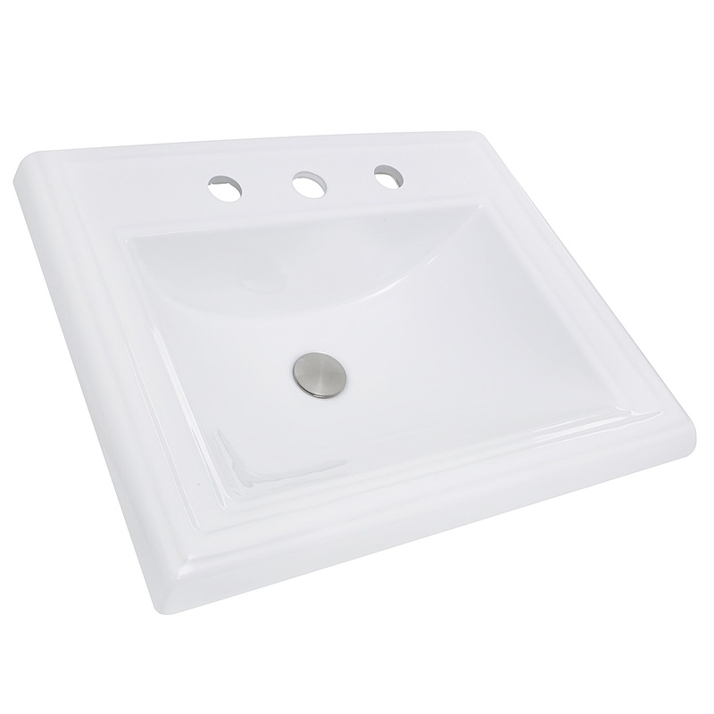 Nantucket Sinks DI-2418 23 Inch Rectangular Drop-In Ceramic Vanity Sink DI-2418-R8