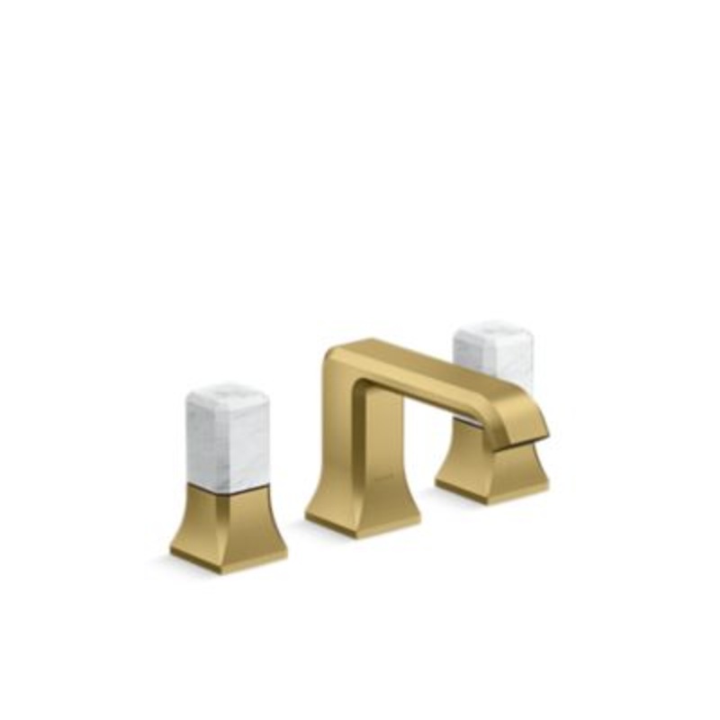 Kallista P33163-WC Bezel widespread faucet white carrara stone
