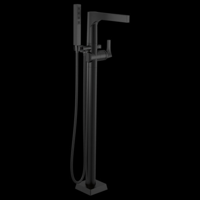 Delta T4774-FL Single Handle Floor Mount Tub Filler Trim with Hand Shower