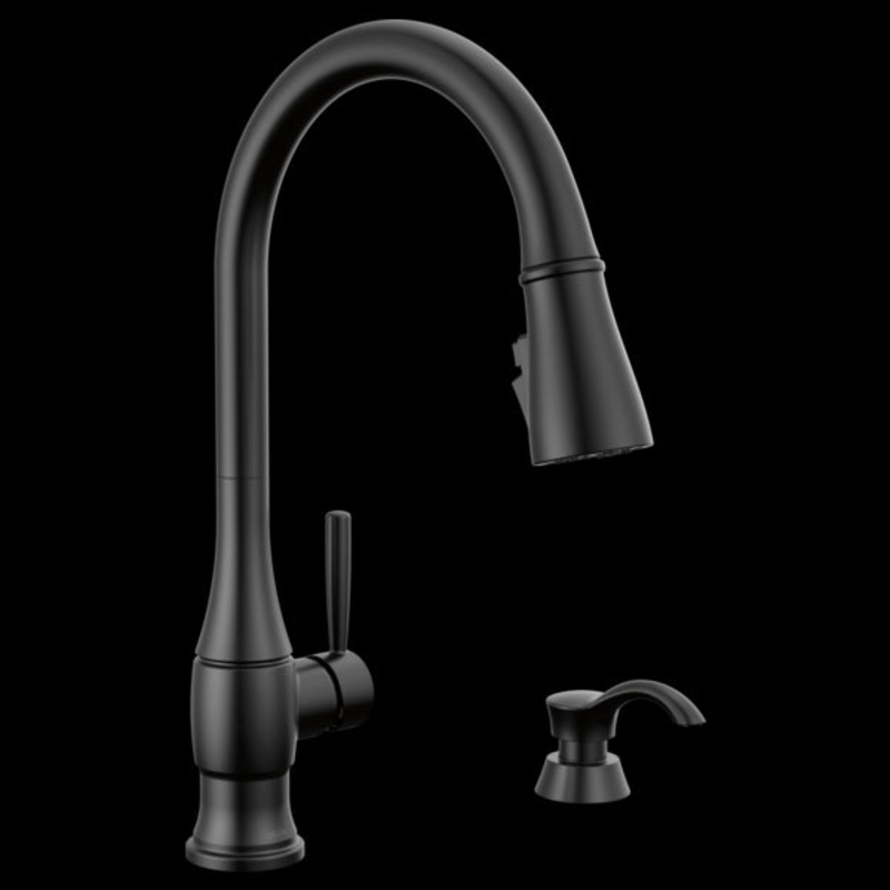Delta 19831Z-SD-DST Single Handle Pull-Down Kitchen Faucet with Soap Dispenser and Shield Spray Technology