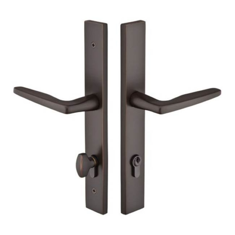 Emtek 15A1STTLHSS Multi point c5, keyed with euro profile cyl, modern style, 1-1/2 x 11, stainless steel stuttgart lever, lh, ss
