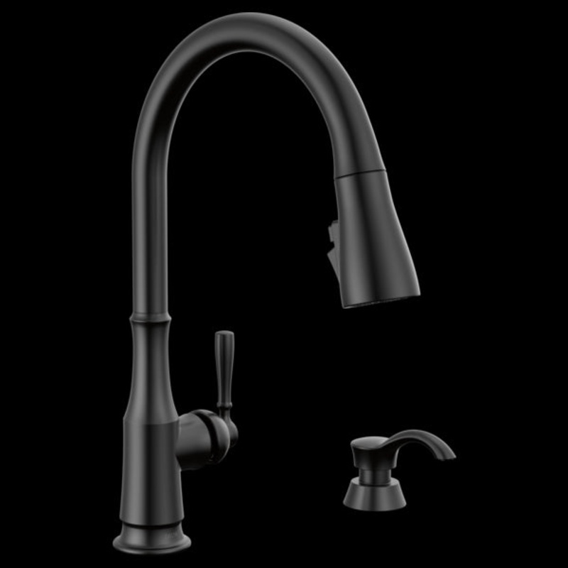 Delta 19877Z-SD-DST Single Handle Pull-Down Kitchen Faucet with Soap Dispenser and Shield Spray Technology