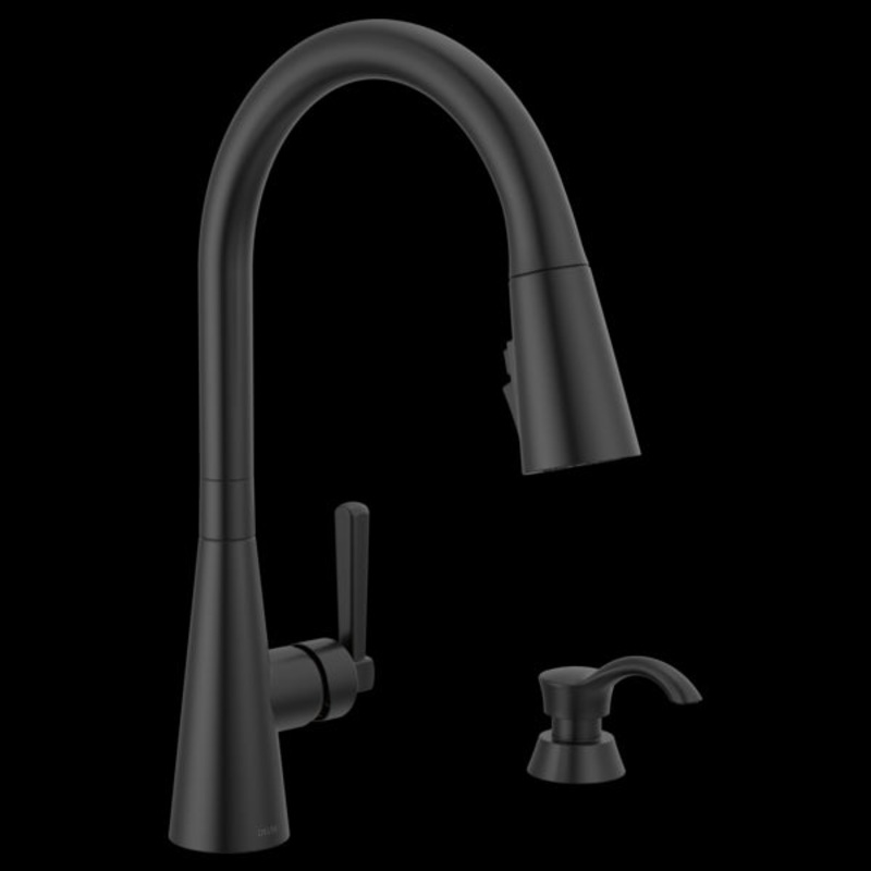Delta 19893Z-SD-DST Single Handle Pull-Down Kitchen Faucet with Soap Dispenser and Shield Spray Technology