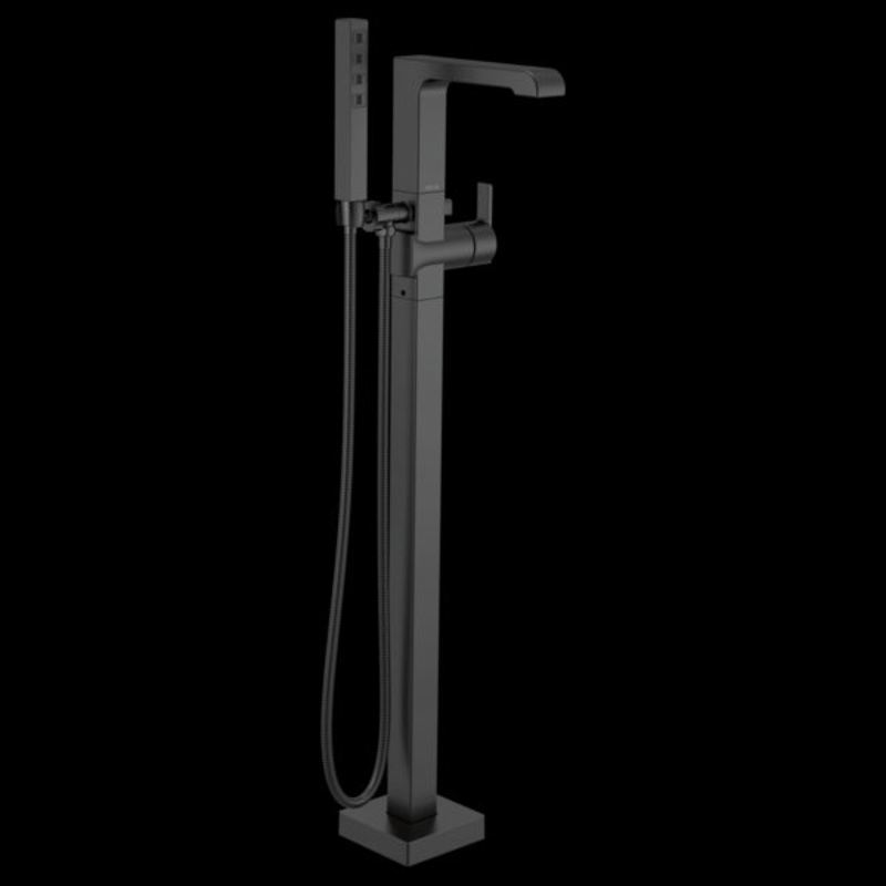 Delta T4767-FL Single Handle Floor Mount Tub Filler Trim with Hand Shower