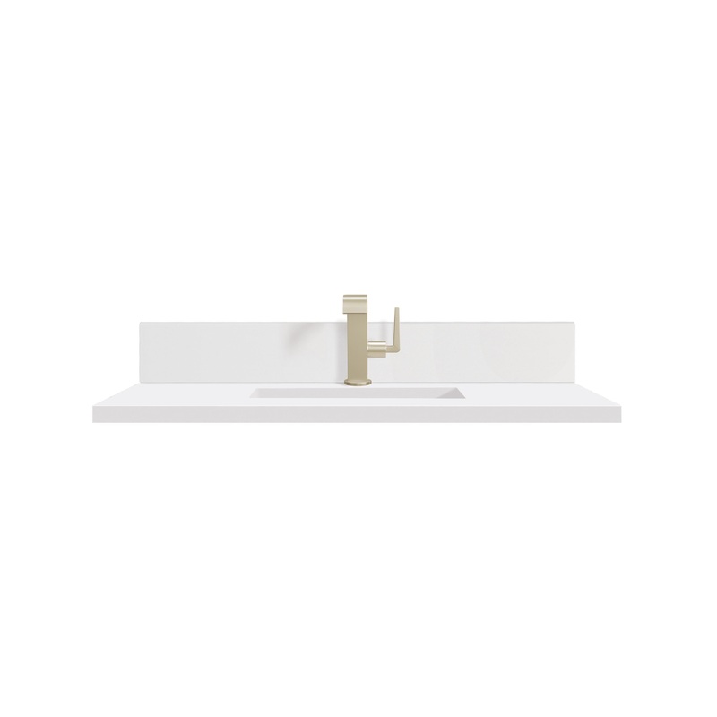 James Martin 051-S36-BS-WZ 36 Single Top, Single-Hole, 3 CM White Zeus Quartz With Backsplash & Sink