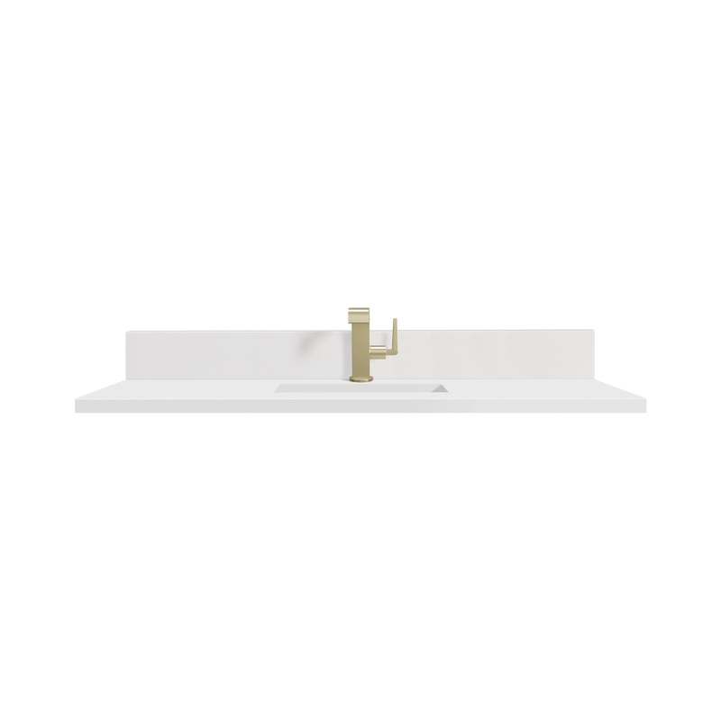 James Martin 051-S48-BS-WZ 48 Single Top, Single-Hole, 3 CM White Zeus Quartz With Backsplash & Sink
