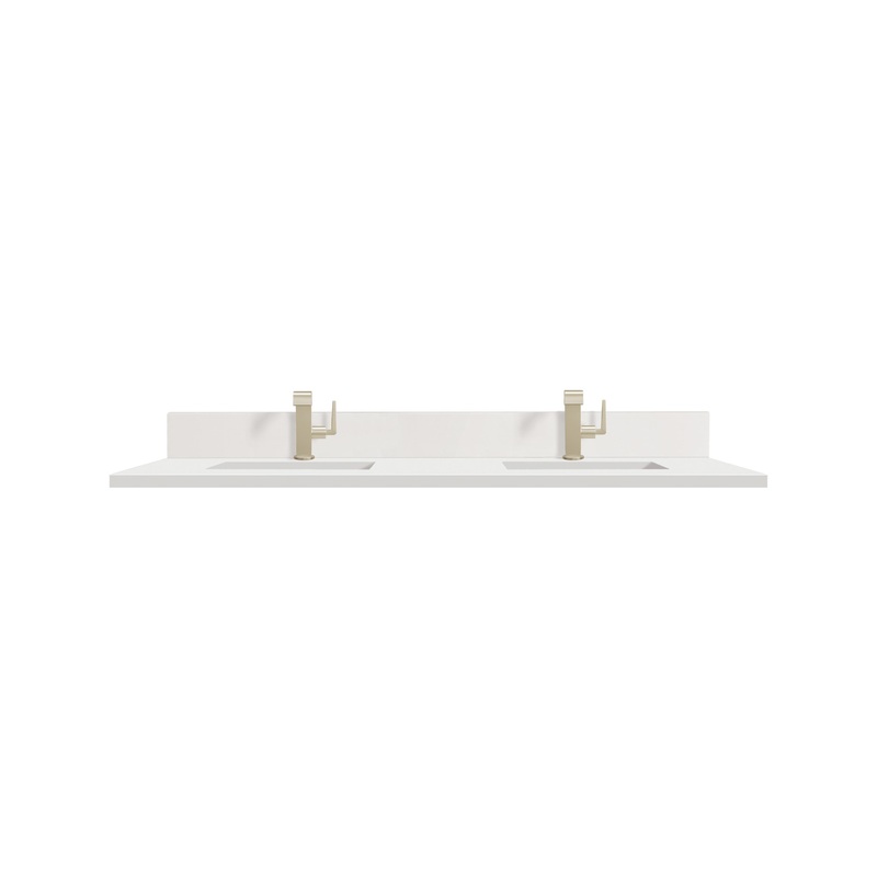 James Martin 051-S60D-BS-WZ 60 Double Top, Single-Hole, 3 CM White Zeus Quartz With Backsplash & Sink