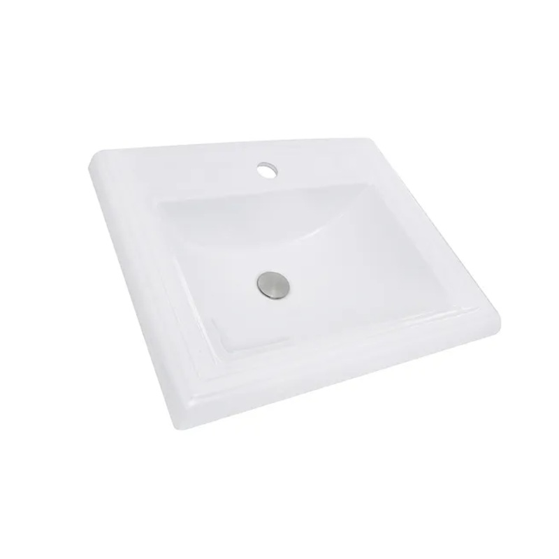Nantucket Sinks DI-2418-R1 23 inch rectangular drop-in ceramic vanity sink