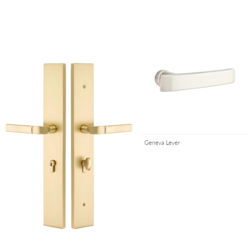 Emtek 1L1R15GVLH Large Multi Point , Dummy Pair , Hub Below Handle , Modern Rectangular Style , 2.5 x 17.5 , Geneva Lever , LH