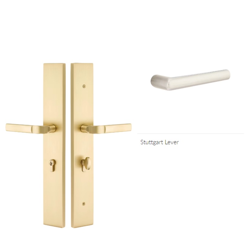 Emtek 1L1R15STURH Large Multi Point , Dummy Pair , Hub Below Handle , Modern Rectangular Style , 2.5 x 17.5 , Stuttgart Lever , RH