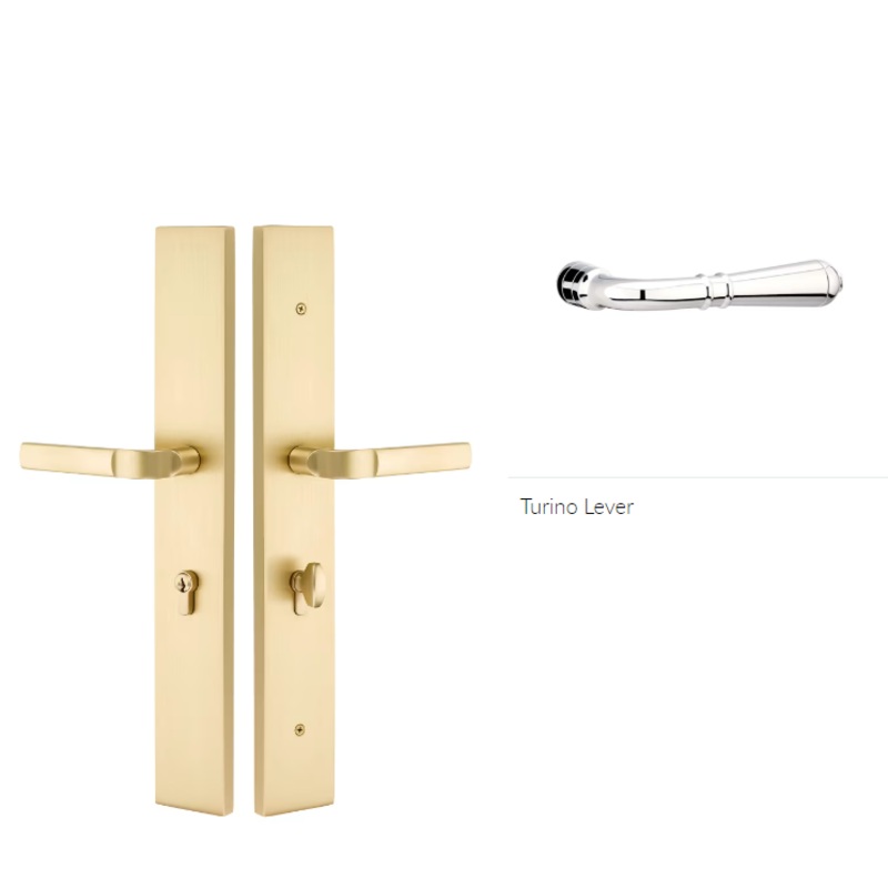 Emtek 1L1R15TRH Large Multi Point , Dummy Pair , Hub Below Handle , Modern Rectangular Style , 2.5 x 17.5 , Turino Lever , RH