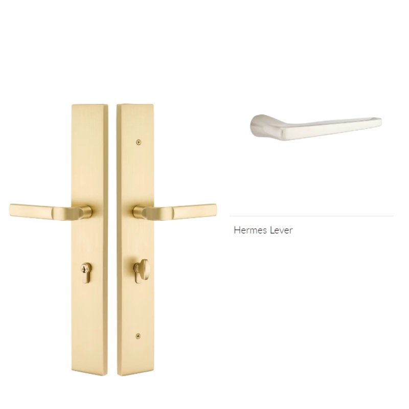 Emtek 1L1R21HLOLH Large Multi Point , Keyed with American Cyl , Hub Above Handle , Modern Rectangular Style , 2.5 x 17.5 , Helios Lever , LH