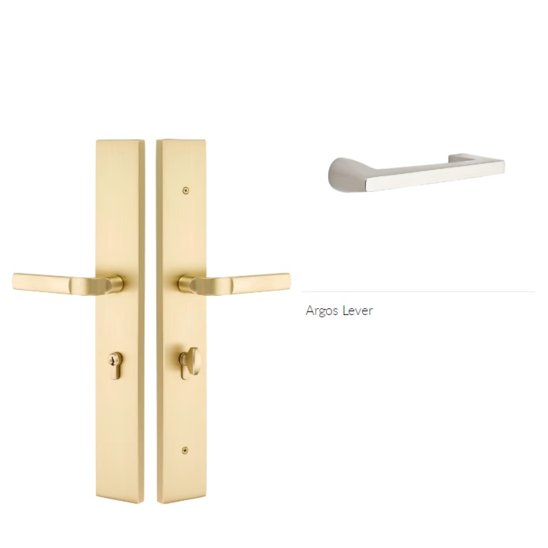 Emtek 1L1R22AGLH Large Multi Point , Non-Keyed Passage , Hub Above Handle , Modern Rectangular Style , 2.5 x 17.5 , Argos Lever , LH