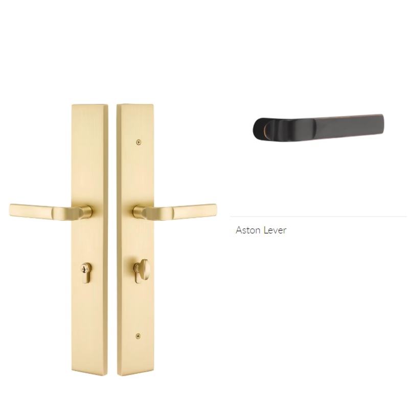 Emtek 1L1R22ASTLH Large Multi Point , Non-Keyed Passage , Hub Above Handle , Modern Rectangular Style , 2.5 x 17.5 , Aston Lever , LH