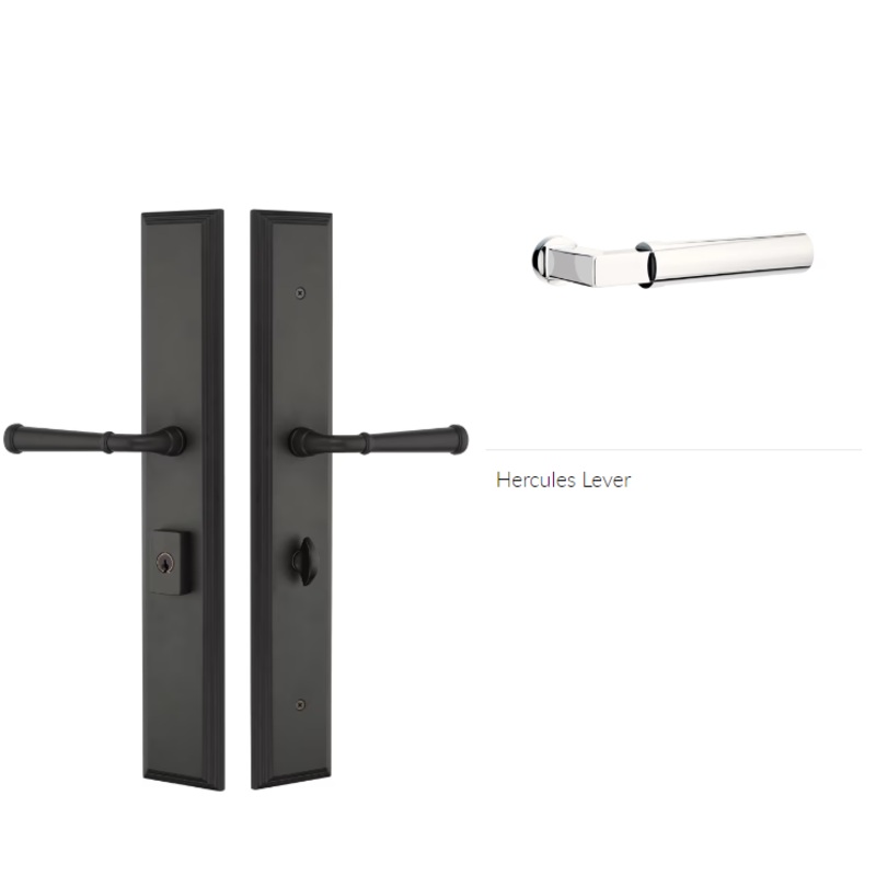 Emtek 1L1M51HECRH Large Multi Point , Keyed with Euro Profile Cyl , Hub Below Handle , Melrose Style , 2.9 x 17.5 , Hercules Lever , RH