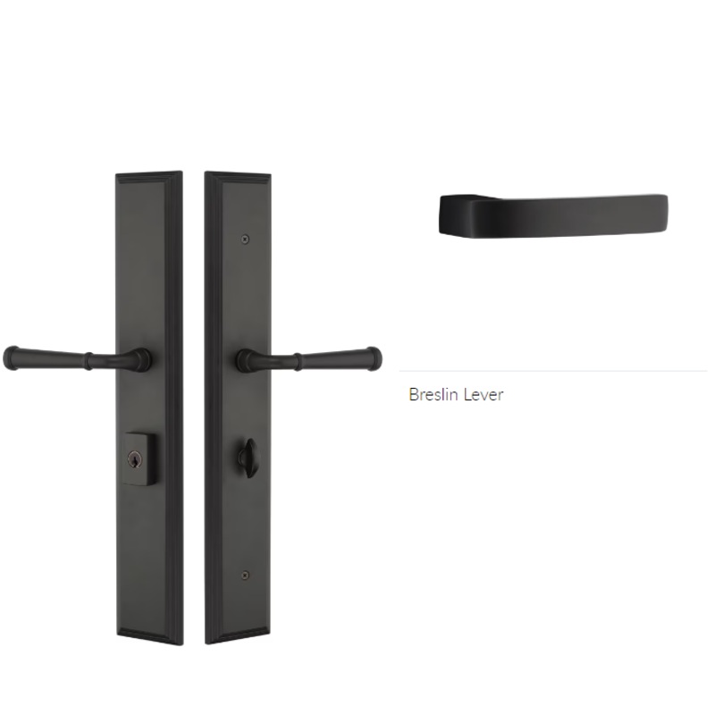 Emtek 1L1M15BRLRH Large Multi Point , Dummy Pair , Hub Below Handle , Melrose Style , 2.9 x 17.5 , Breslin Lever , RH