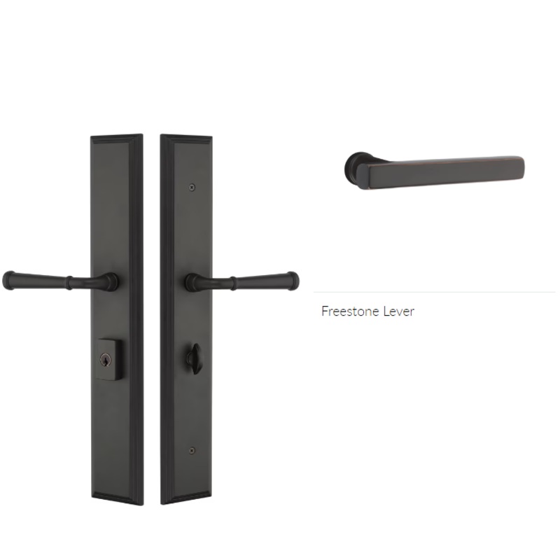 Emtek 1L1M15FRLRH Large Multi Point , Dummy Pair , Hub Below Handle , Melrose Style , 2.9 x 17.5 , Freestone Lever , RH