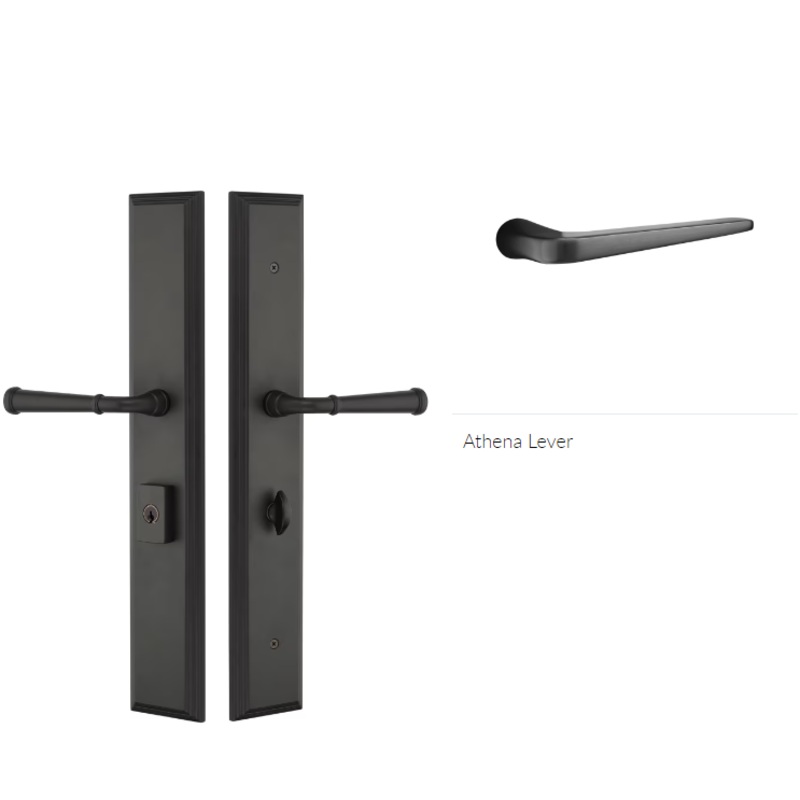 Emtek 1L1M25ATNRH Large Multi Point , Dummy Pair , Hub Above Handle , Melrose Style , 2.9 x 17.5 , Athena Lever , RH