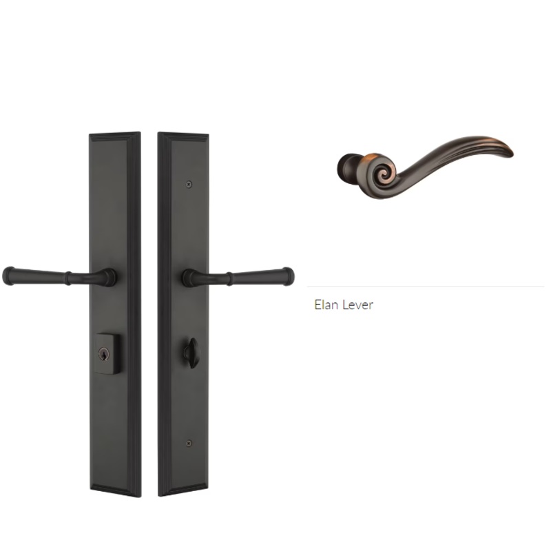 Emtek 1L1M25ENLH Large Multi Point , Dummy Pair , Hub Above Handle , Melrose Style , 2.9 x 17.5 , Elan Lever , LH