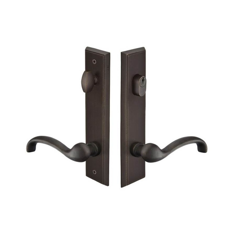 Emtek 1861LRLH MultiPointC8 , Keyed with AmericanCyl , Rectangular Style , 2×10 , Lariat Lever , LH