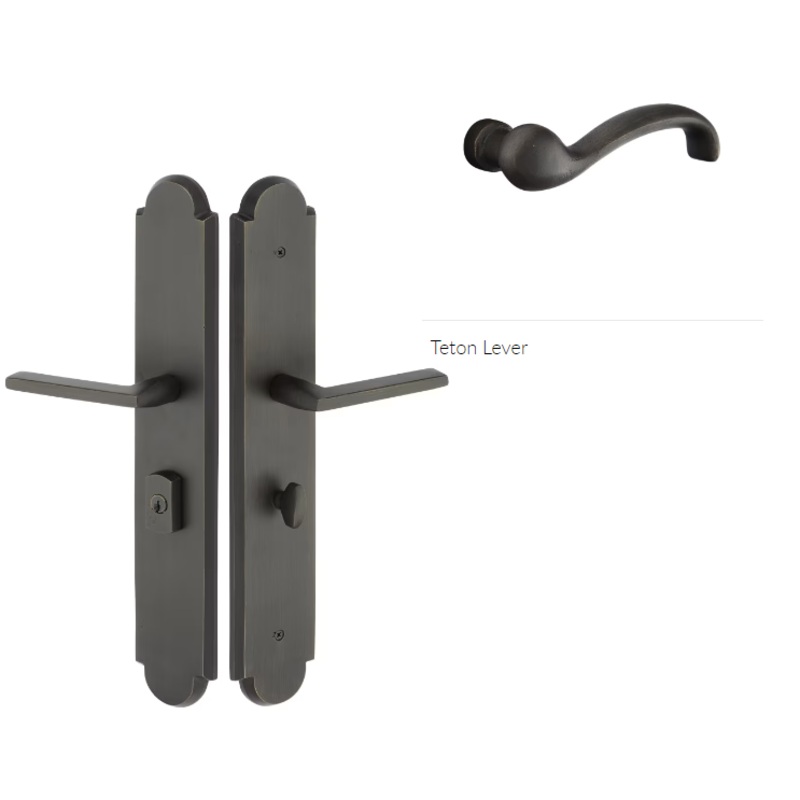 Emtek 1L1A15TTLH Large Multi Point , Dummy Pair , Hub Below Handle , Arched Style , 3 x 17.5 , Teton Lever , LH