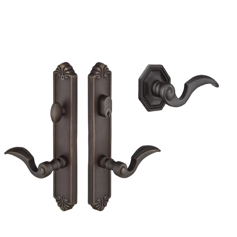 Emtek 1841NARH MultiPointC8 , Keyed with AmericanCyl , Tuscany Style , 2×10-1/2 , Napoli Lever , RH