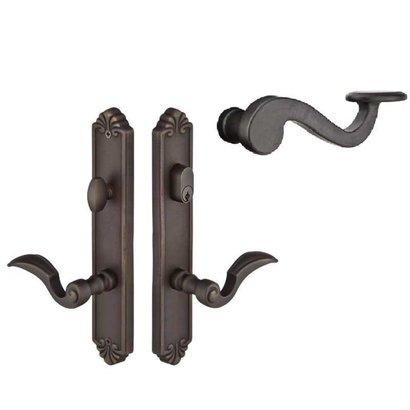 Emtek 1843PDLH MultiPointC8 , Non-Keyed AmericanT-turnIS , Tuscany Style , 2×10-1/2 , Padua Lever , LH