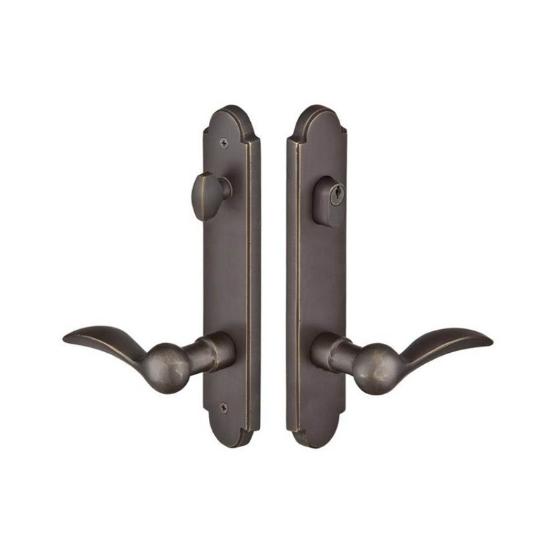 Emtek 1821CDRH MultiPointC8 , Keyed with AmericanCyl , Arched Style , 2×10 , Cody Lever , RH