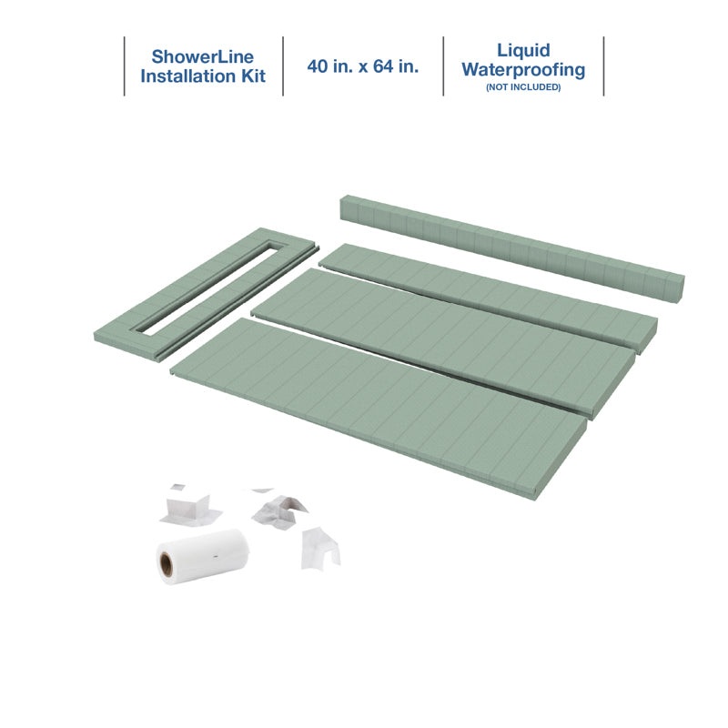 Quickdrain SLPL4064 Showerline Pan Kit Liq Wtr 40X64In