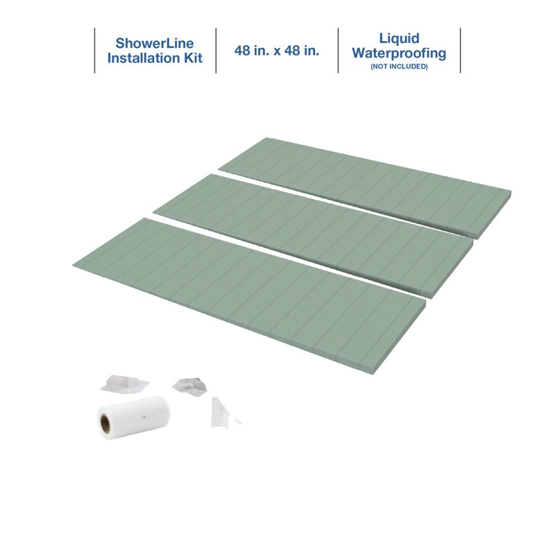 Quickdrain SLPL4848A Showerline Pan Kit Ada Liq Wtr 48X48In