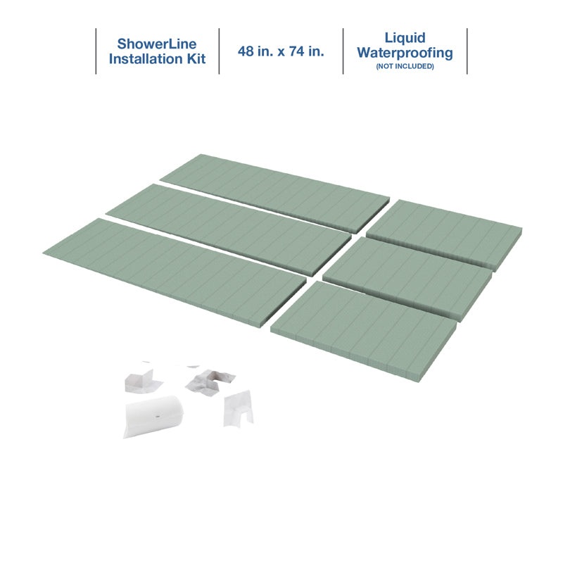 Quickdrain SLPL4874A Showerline Pan Kit Ada Liq Wtr 48X74In