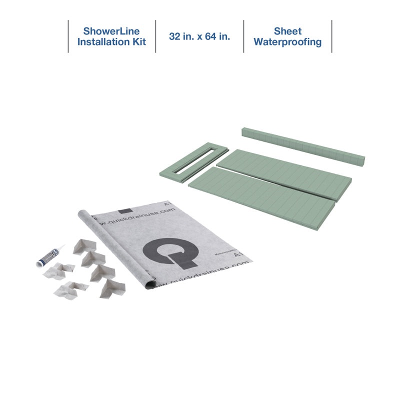 Quickdrain SLPS3264 Showerline Pan Kit Sht Wtr 32X64In
