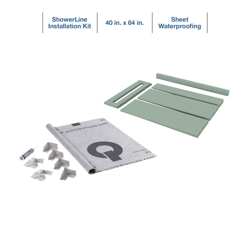 Quickdrain SLPS4064 Showerline Pan Kit Sht Wtr 40X64In