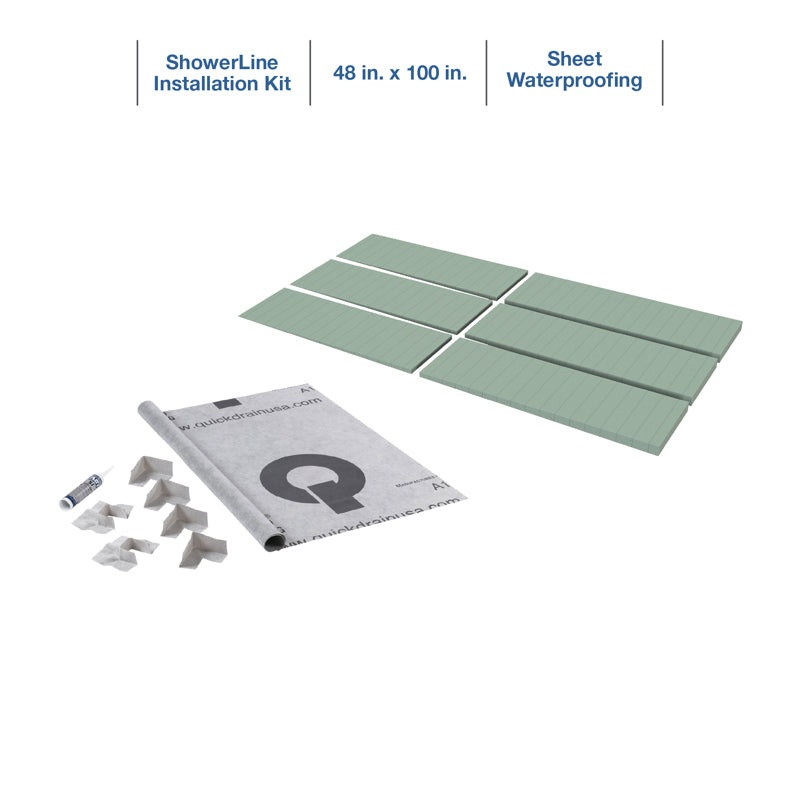 Quickdrain SLPS4800A Showerline Pan Kit Ada Sht Wtr 48X100In