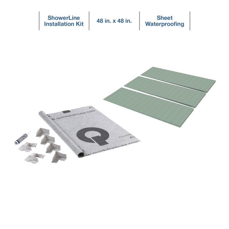 Quickdrain SLPS4848A Showerline Pan Kit Sheet Wp 48X48In Ada