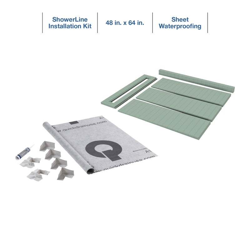 Quickdrain SLPS4864 Showerline Pan Kit Sht Wtr 48X64In