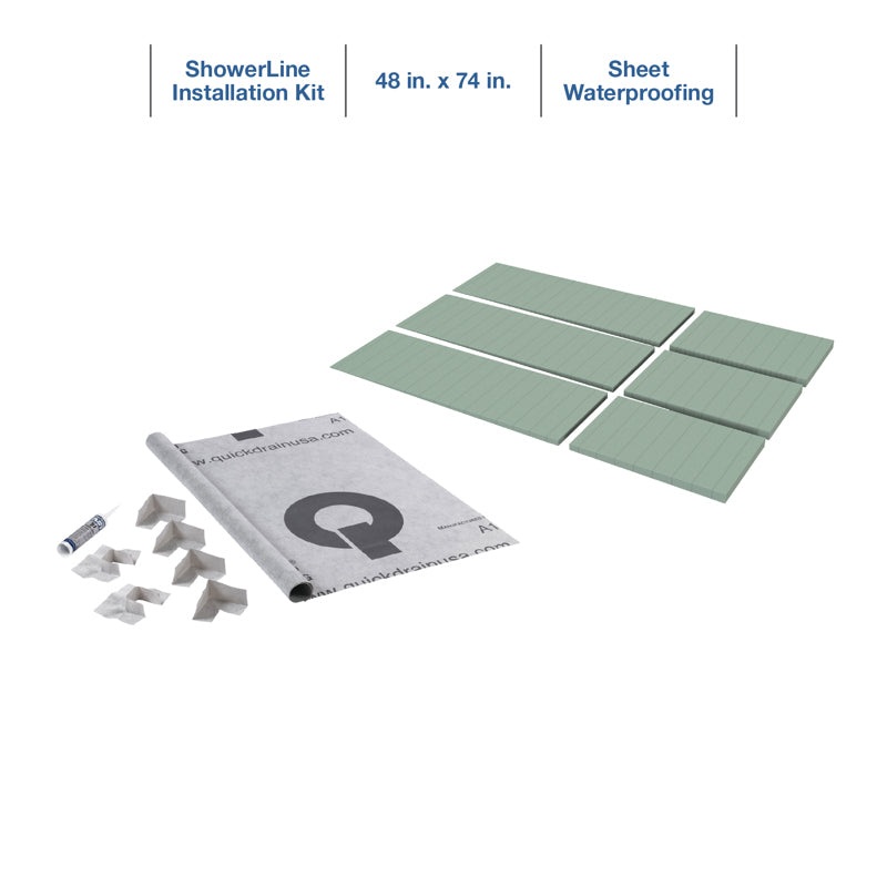 Quickdrain SLPS4874A Showerline Pan Kit Ada Sht Wtr 48X74In