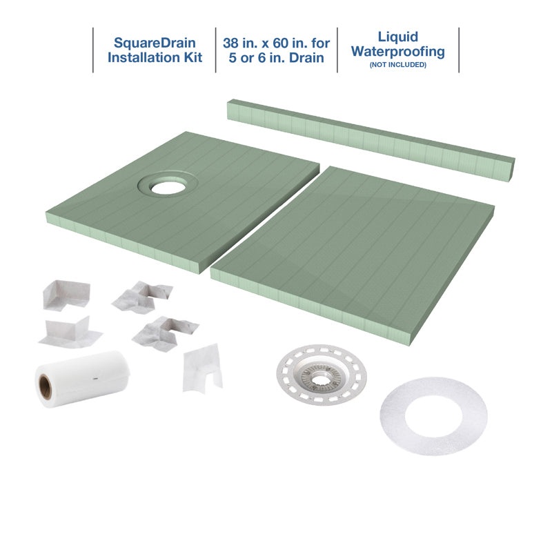 Quickdrain SDL3860LO Square Drain Pan Kit Liquid Waterproof 38X60In Lfo